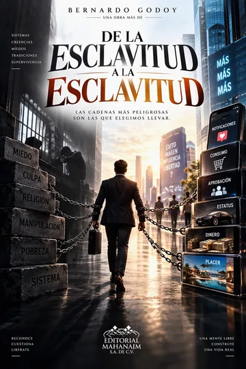 Portada del libro De la esclavitud a la esclavitud: un hombre con maletín caminando por una ciudad