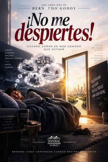 Portada del libro ¡No me despiertes!: una persona dormida junto a una puerta abierta hacia la luz