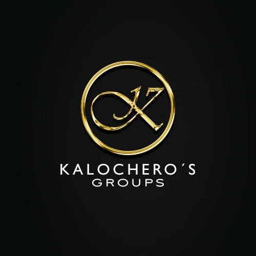 Logotipo de Kalochero's Groups, emblema dorado sobre fondo negro